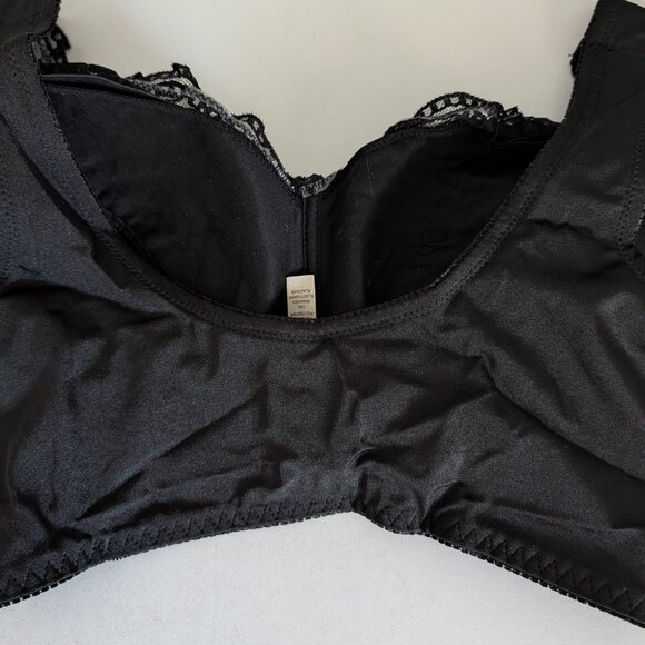 Rhonda Shear Classic Pin-Up Lace Wire Free Leisure Bra with Pads 672P Black XL - Picture 8 of 9